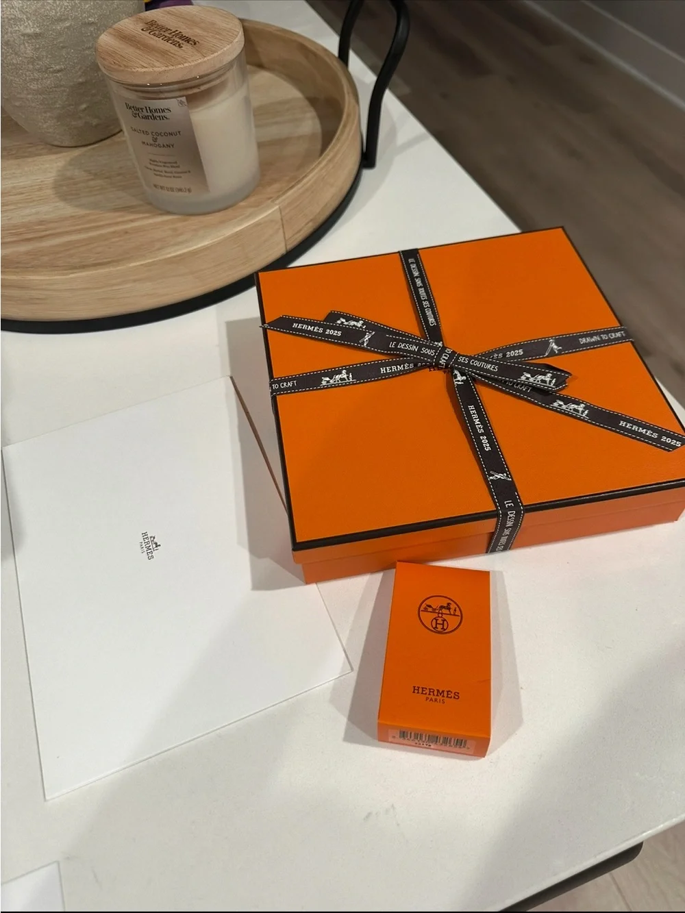 Hermes Orange Gift Box with Branded Ribbon